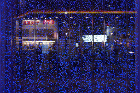 Tokyo / Japan - Sept 14 2018: Street view from blur glass. Sanki shopのeditorial素材