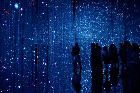 Tokyo / Japan - Sept 12 2018: mori digital art museum, Odaiba. Infinite Crystal Universeのeditorial素材