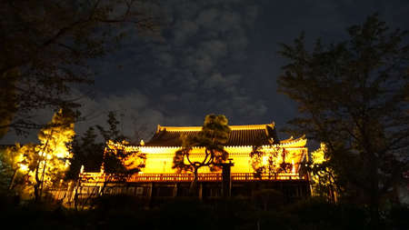 Tokyo / Japan - Sept 14 2018: Kiyomizu Kannon-do temple inside Ueno Park. Evening lightのeditorial素材