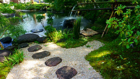 Traditional japanese ornamental garden, Hasedera temple, Kamakura, Japan