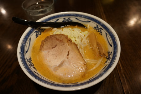 Traditional Japanese miso ramen with pork. Asian noodlesの写真素材