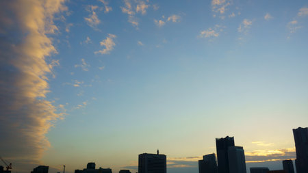 Evening sky over the cityの写真素材