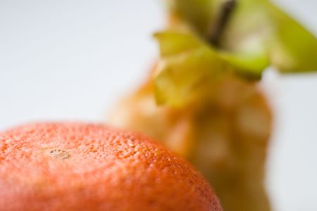 healthy fruit contains many vitamins in a single backgroundの写真素材