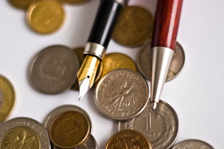 Close-up of an uncirculated polish curency coins on white
の写真素材