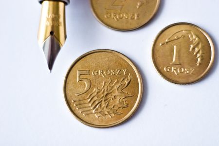 Close-up of an uncirculated polish curency coins on white
の写真素材
