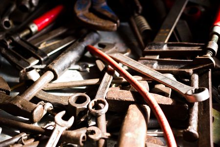 Metal tools useful in every garageの写真素材