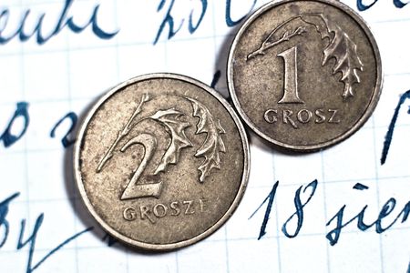 destroyed the old antique coins, banknotes, from ancient timesの写真素材