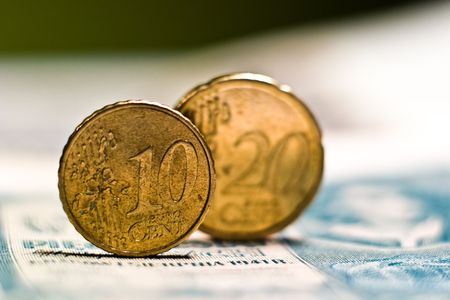 destroyed the old antique coins, banknotes, from ancient timesの写真素材