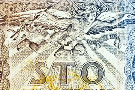 destroyed the old antique coins, banknotes, from ancient timesの写真素材