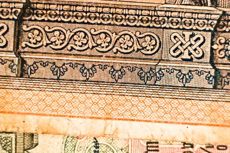 destroyed the old antique coins, banknotes, from ancient timesの写真素材