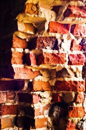 Wide angle view of an old wall abandoned factory buildingの写真素材