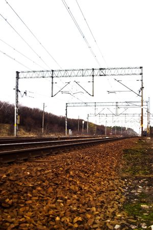 view of the railway track on a sunny dayの写真素材