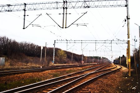 view of the railway track on a sunny dayの写真素材