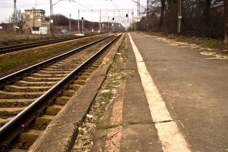 view of the railway track on a sunny dayの写真素材