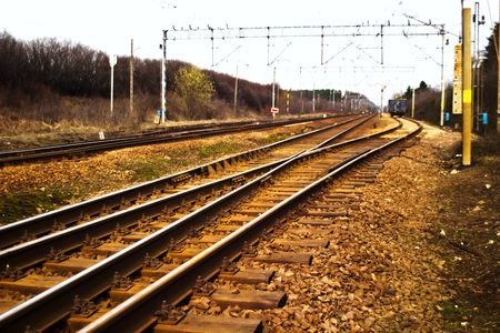 view of the railway track on a sunny dayの写真素材