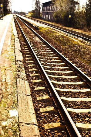 view of the railway track on a sunny dayの写真素材