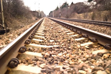 view of the railway track on a sunny dayの写真素材
