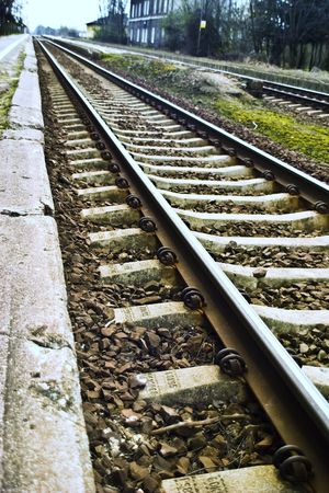 view of the railway track on a sunny dayの写真素材