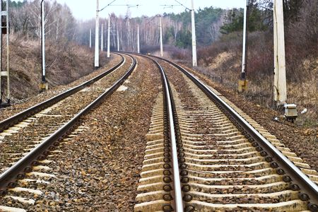 view of the railway track on a sunny dayの写真素材