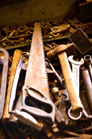 Metal tools useful in every garage, handtoolsの写真素材