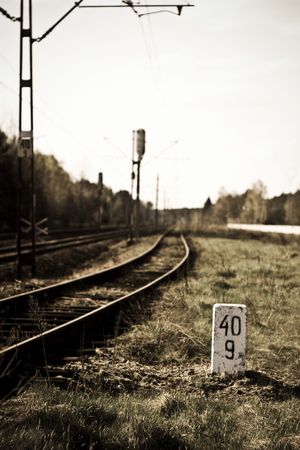 view of the railway track on a sunny dayの写真素材
