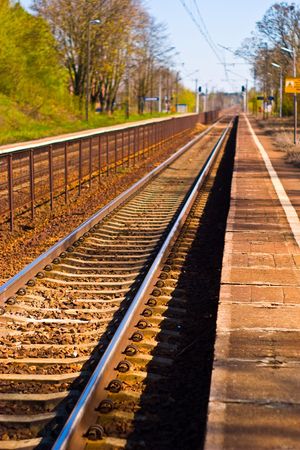 view of the railway track on a sunny dayの写真素材