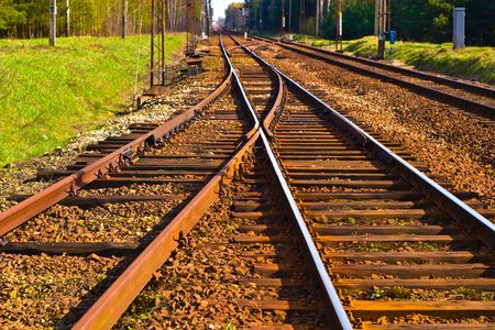 view of the railway track on a sunny dayの写真素材