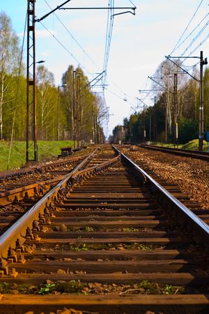 view of the railway track on a sunny dayの写真素材