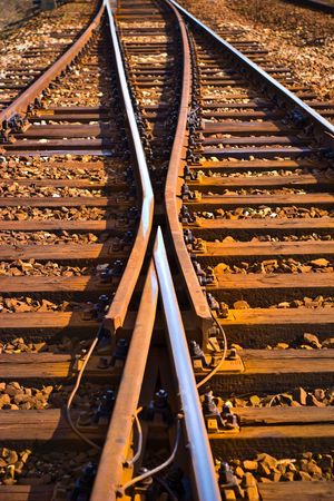 view of the railway track on a sunny dayの写真素材