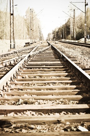 view of the railway track on a sunny dayの写真素材