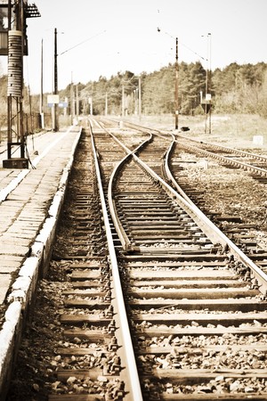 view of the railway track on a sunny dayの写真素材