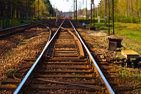 view of the railway track on a sunny dayの写真素材