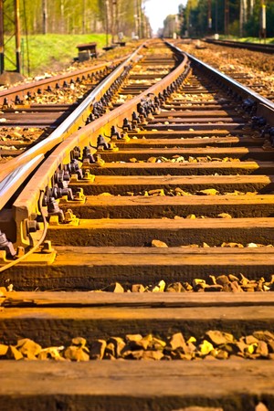 view of the railway track on a sunny dayの写真素材