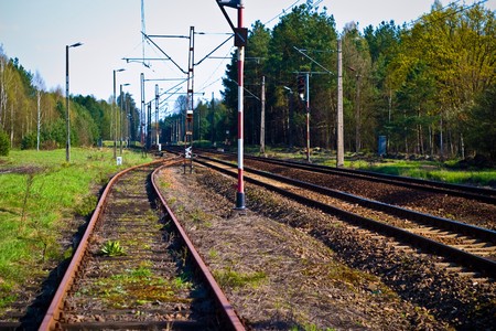 view of the railway track on a sunny dayの写真素材