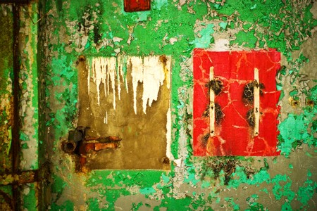 Wide angle view of an old wall abandoned factory building
の写真素材