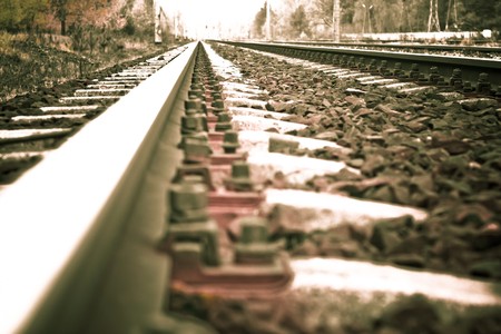 view of the railway track on a sunny dayの写真素材