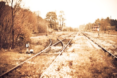 view of the railway track on a sunny dayの写真素材