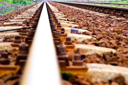 view of the railway track on a sunny dayの写真素材
