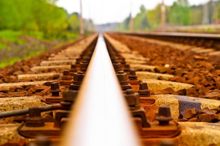 view of the railway track on a sunny dayの写真素材
