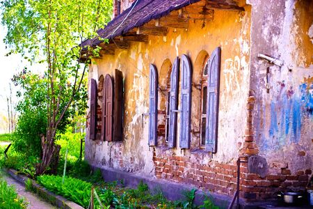 historic architecture of the building on a bright sunny dayの写真素材