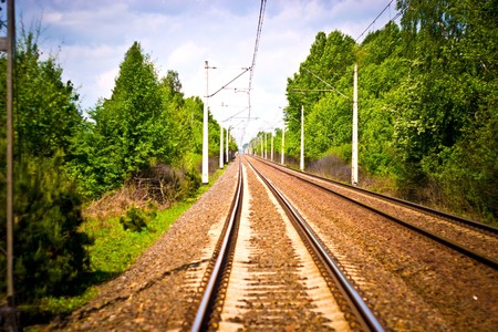 view of the railway track on a sunny dayの写真素材