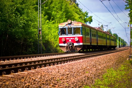 view of the railway track on a sunny dayの写真素材