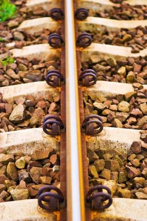 view of the railway track on a sunny dayの写真素材