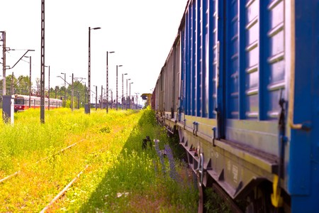 view of the railway track on a sunny dayの写真素材