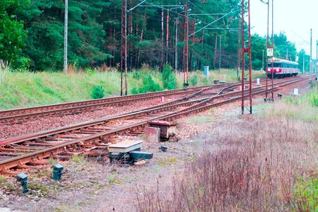 view of the railway track on a sunny dayの写真素材