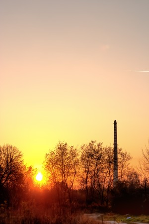 Ruins of a very heavily polluted industrial factory, the place was known as one of the most polluted towns in Europe.の写真素材