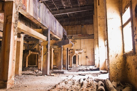 Ruins of a very heavily polluted industrial site, 1890's the place was known as one of the most polluted towns in Europe.の写真素材