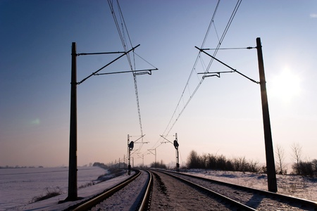 view of the railway track on a sunny dayの写真素材