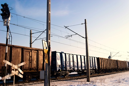 view of the railway track on a sunny dayの写真素材