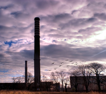 Ruins of a very heavily polluted industrial factory, the place was known as one of the most polluted towns in Europe.の写真素材